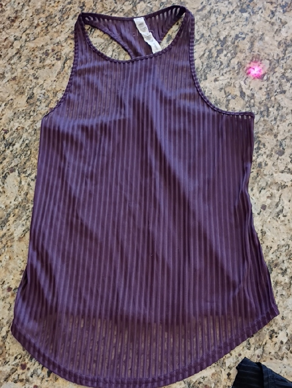 ALO Yoga Sheer Mesh Purple Ribbed Racerback Tank